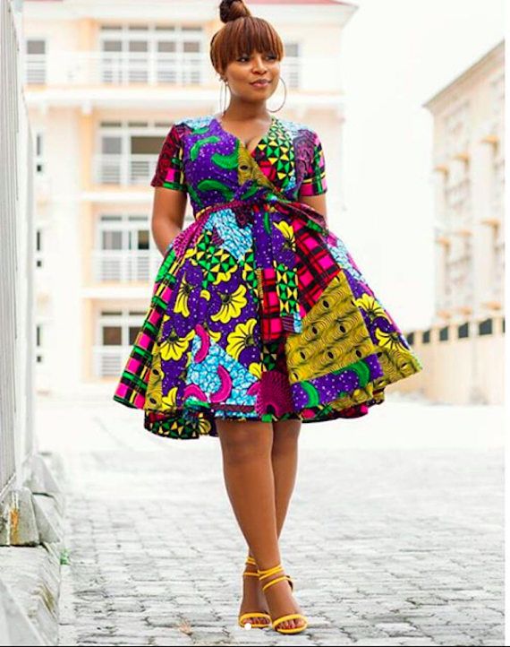 African Print Wrap Dress- Flare Dress - Ankara -Ankara Print -African ...