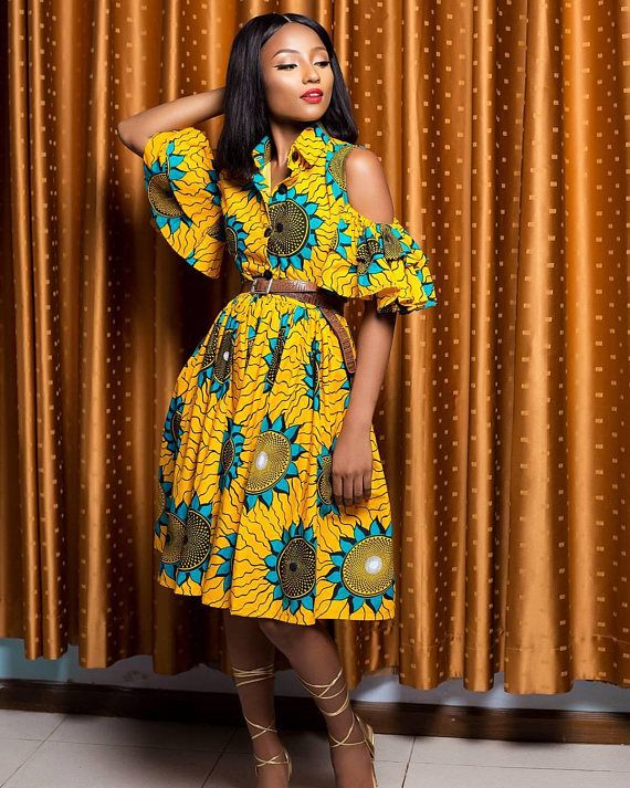 one shoulder ankara dress