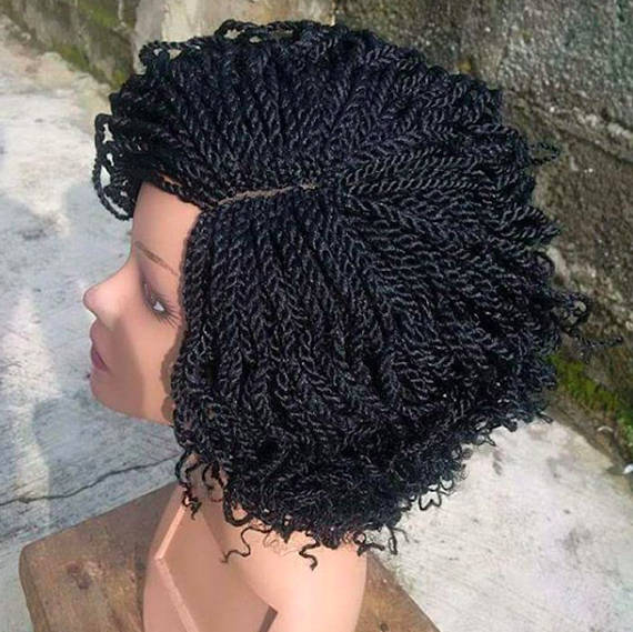 Custom Made Kinky Twists Made On Single Part Human Hair Closure