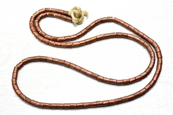 120 tube beads, copper beads, 80 cm / 32 inch long, 6x5mm ,hole 3mm , Jewelry Supplies Beads - Mahiber